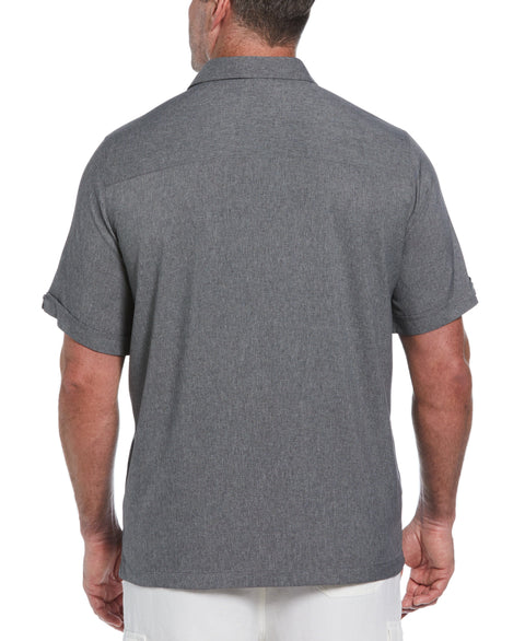 Two-Tone Cross Tuck Chambray Shirt (Jet Black) 
