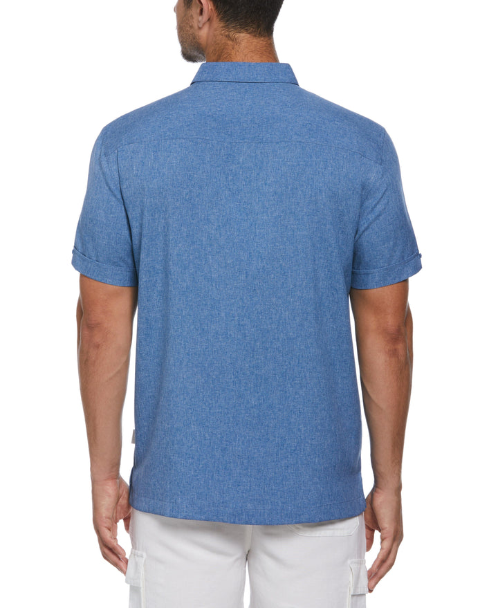 Big & Tall Two-Tone Cross Tuck Chambray Shirt (Blueberry Pancake) 