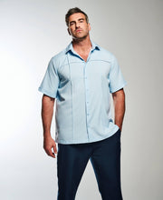 Big & Tall Two-Tone Cross Tuck Chambray Shirt-Casual Shirts-Cubavera