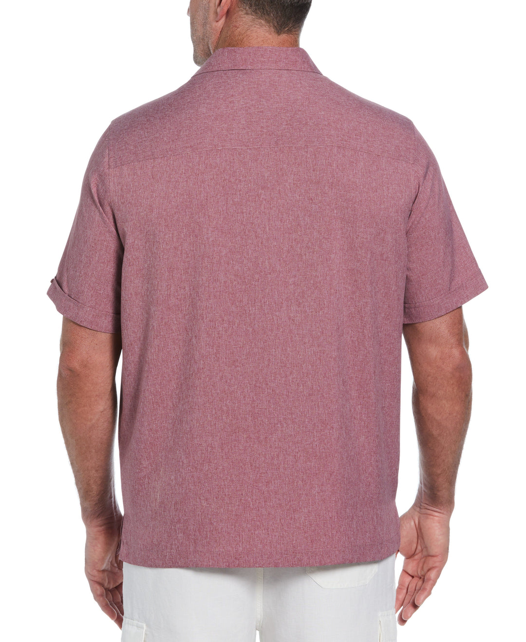 Big & Tall Two-Tone Cross Tuck Chambray Shirt (Hawthorn Rose) 