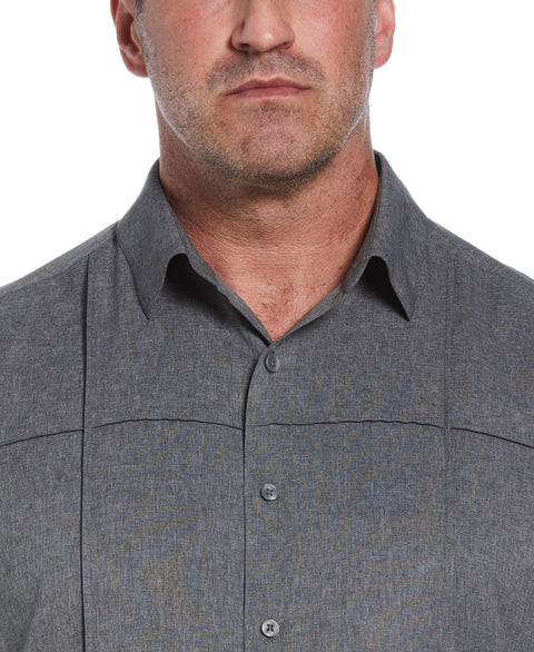 Two-Tone Cross Tuck Chambray Shirt (Jet Black) 