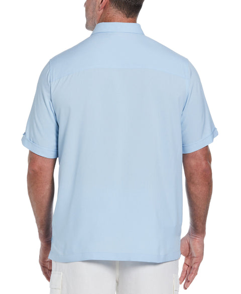 Two-Tone Cross Tuck Chambray Shirt (Cerulean) 