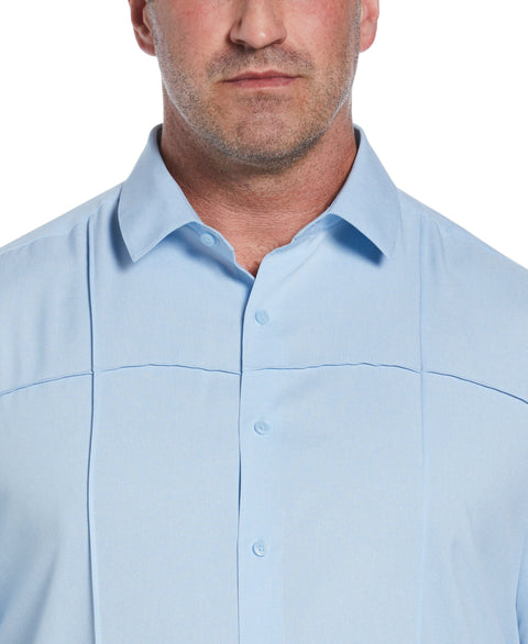 Two-Tone Cross Tuck Chambray Shirt (Cerulean) 