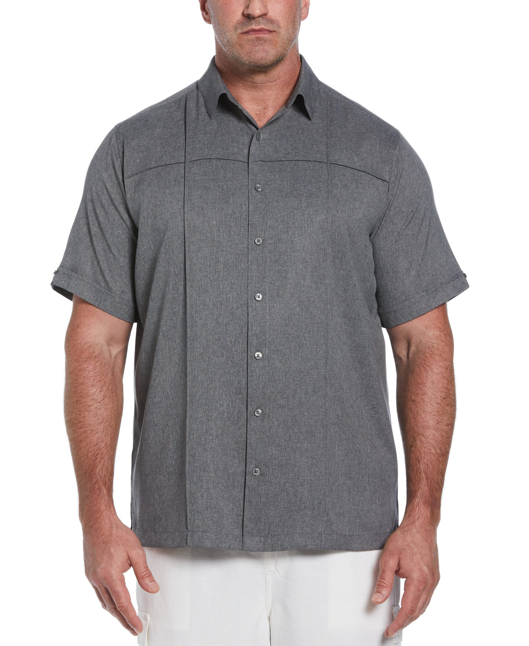 Big & Tall Two-Tone Cross Tuck Chambray Shirt (Jet Black) 