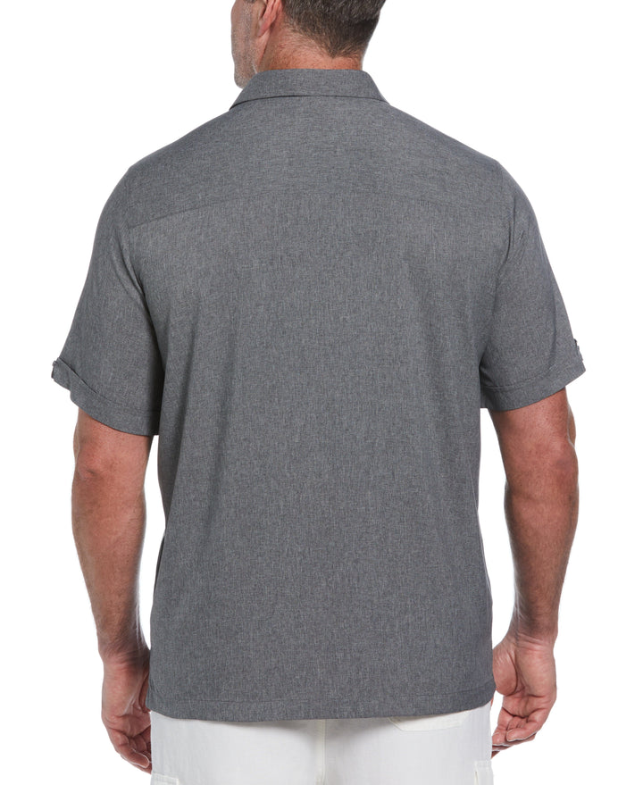 Big & Tall Two-Tone Cross Tuck Chambray Shirt (Jet Black) 