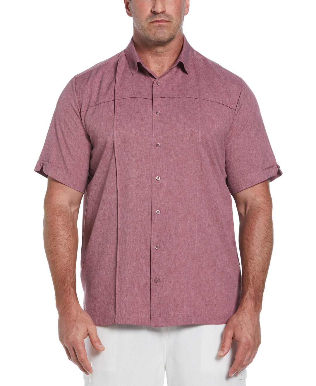 Big & Tall Two-Tone Cross Tuck Chambray Shirt (Hawthorn Rose) 