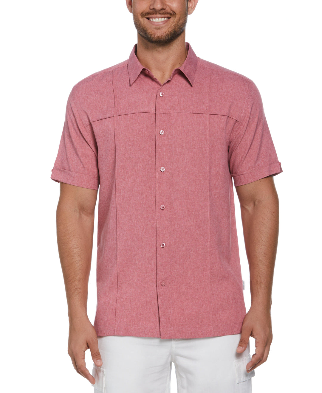 Big & Tall Two-Tone Cross Tuck Chambray Shirt (Holly Berry) 