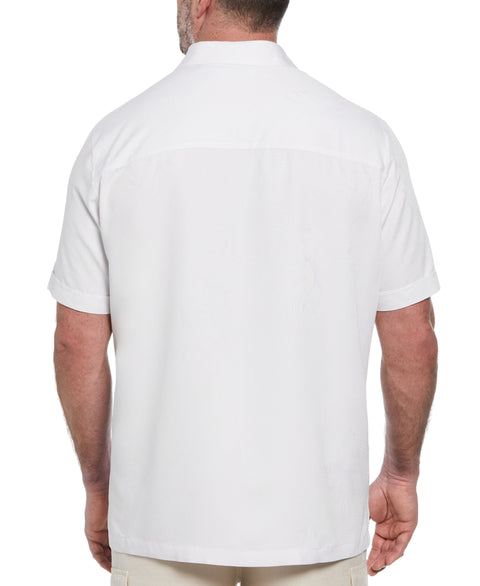 Big & Tall Two-Tone One Pocket Floral Print Shirt (Brilliant White) 