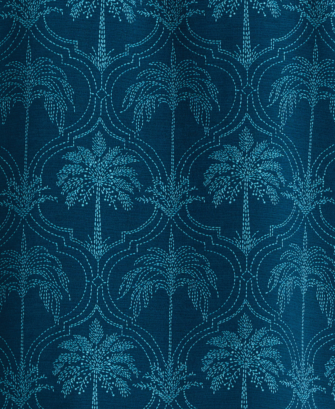 Big & Tall Viscose Medallion Palm Print Shirt (Sailor Blue) 