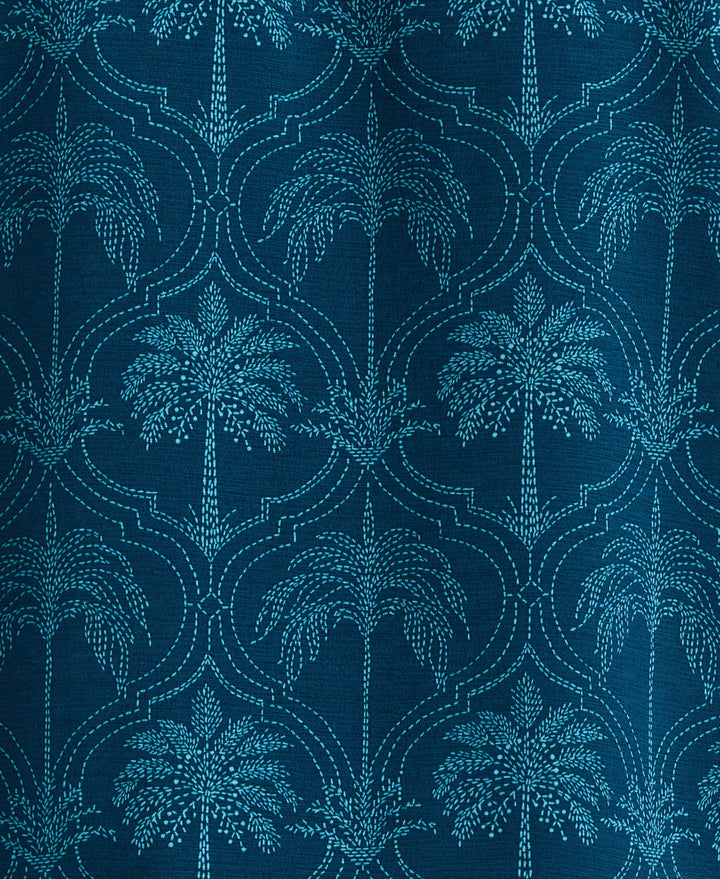 Big & Tall Viscose Medallion Palm Print Shirt (Sailor Blue) 