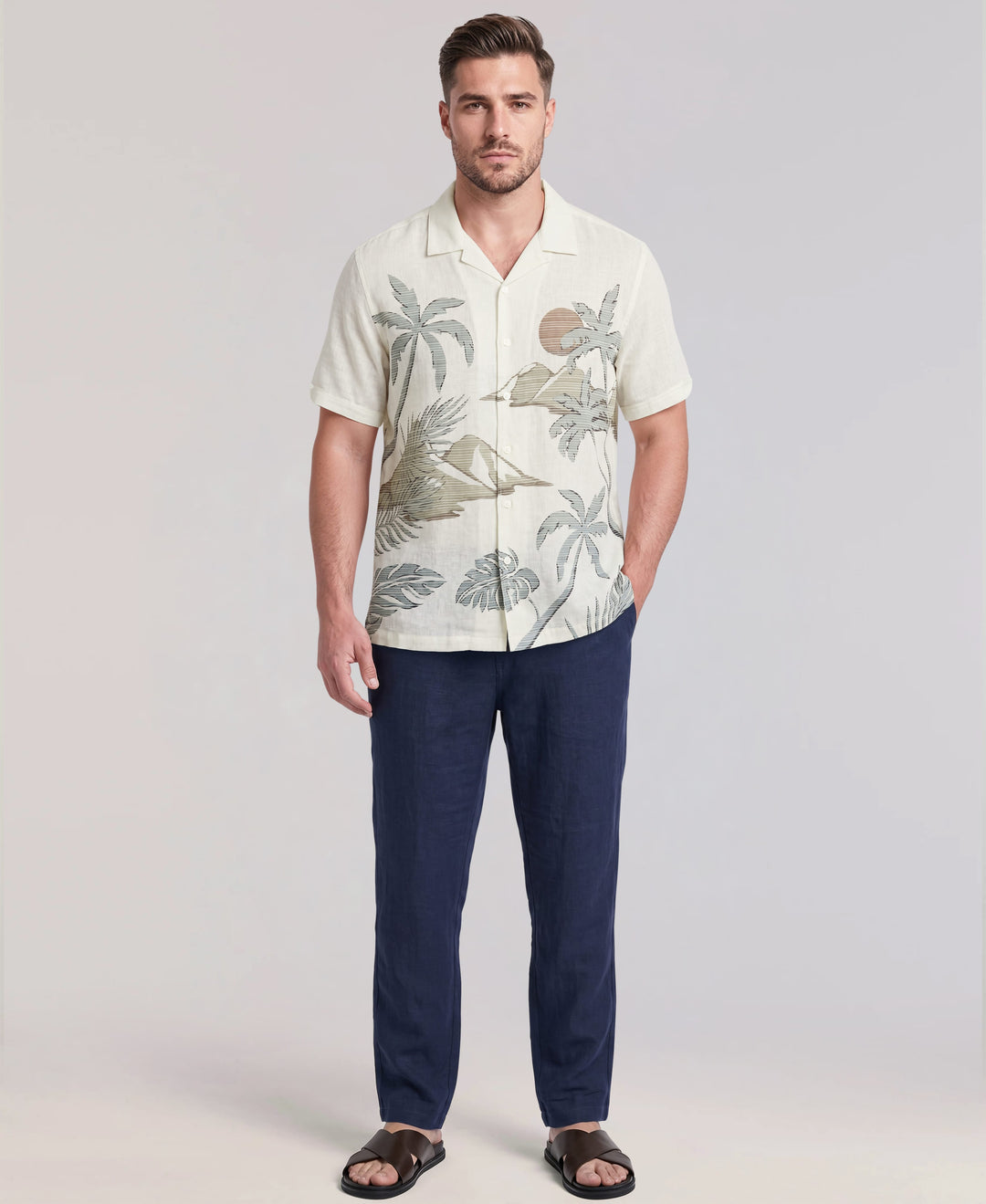 SS V/SLUB SCENIC PRINT (Egret) 