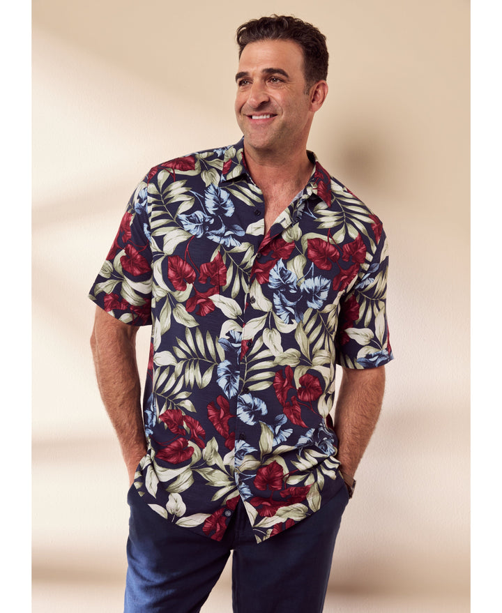 Big & Tall Floral Print Shirt-Casual Shirts-Cubavera
