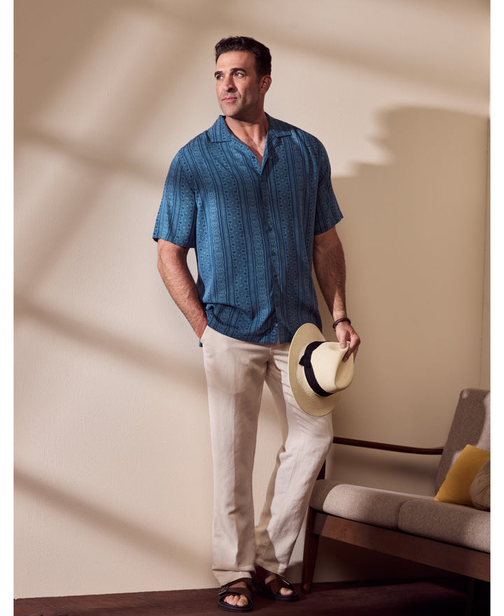 Big & Tall Viscose Twill Print Shirt-Casual Shirts-Cubavera