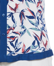 Big & Tall Watercolor Leaf Print Textured Shirt (Brilliant White) 