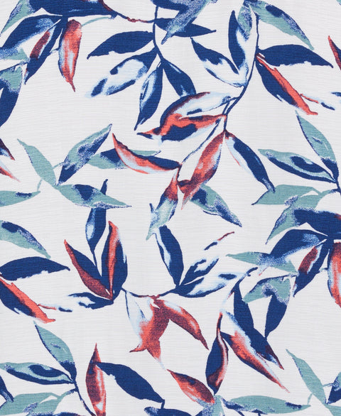 Big & Tall Watercolor Leaf Print Textured Shirt (Brilliant White) 