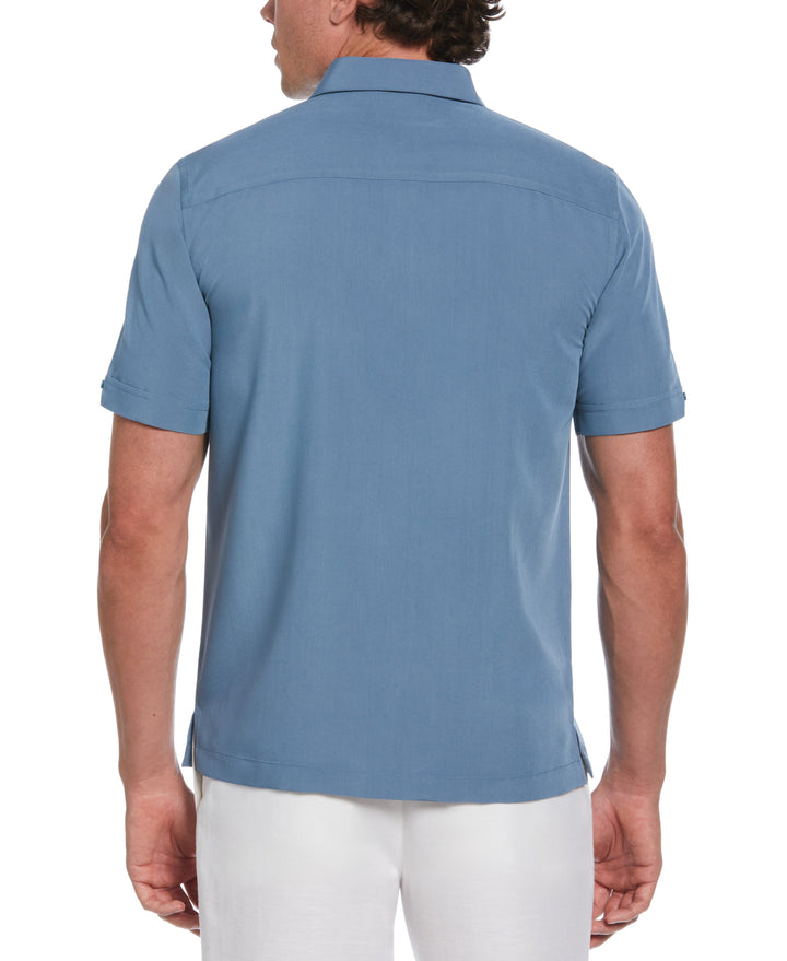 Wide Embroidered Panel Shirt (Aegean Blue) 