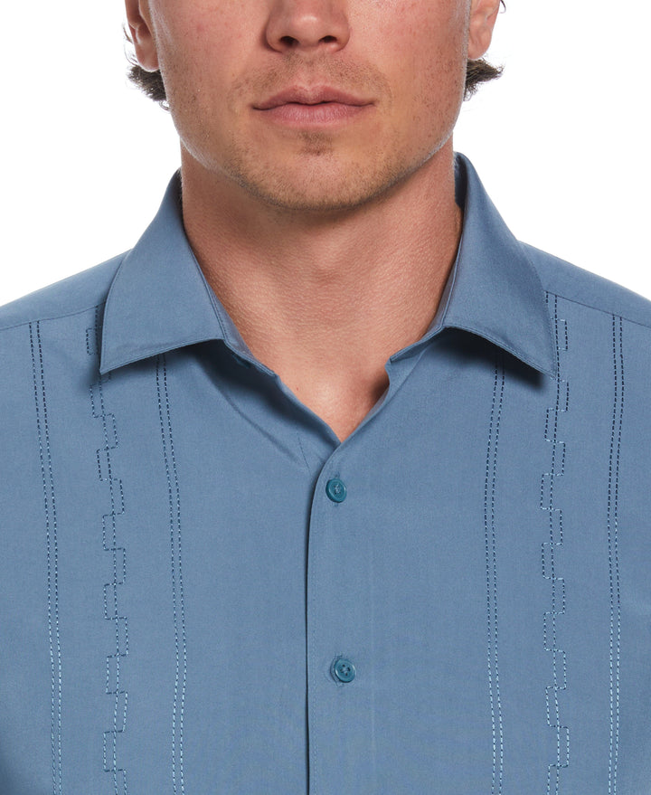 Wide Embroidered Panel Shirt (Aegean Blue) 