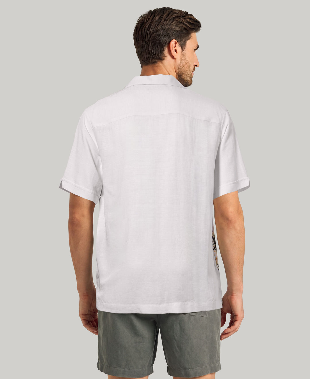 Border Palm Print Shirt (Brilliant White) 