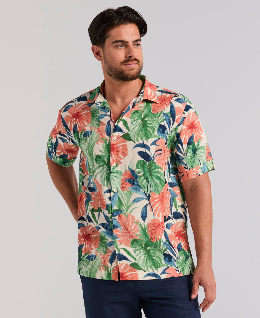 Botanical Print Shirt (Whitecap Gray) 