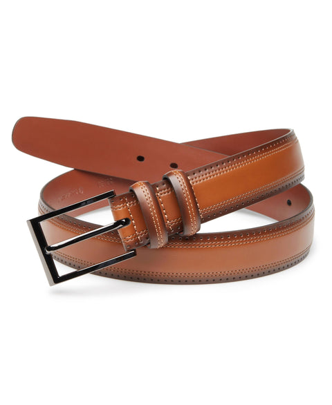 Brown Perforated Leather Belt-Belts-Cubavera