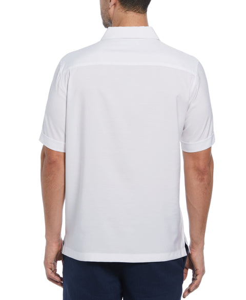 Tri-Color Camp Collar Retro Panel Shirt (Brilliant White) 