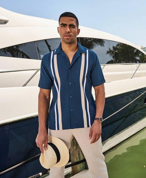 Camp Collar Retro Panel Shirt-Casual Shirts-Cubavera