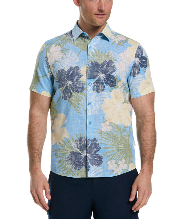 Linen Blend Tropical Print Shirt (Little Boy Blue) 