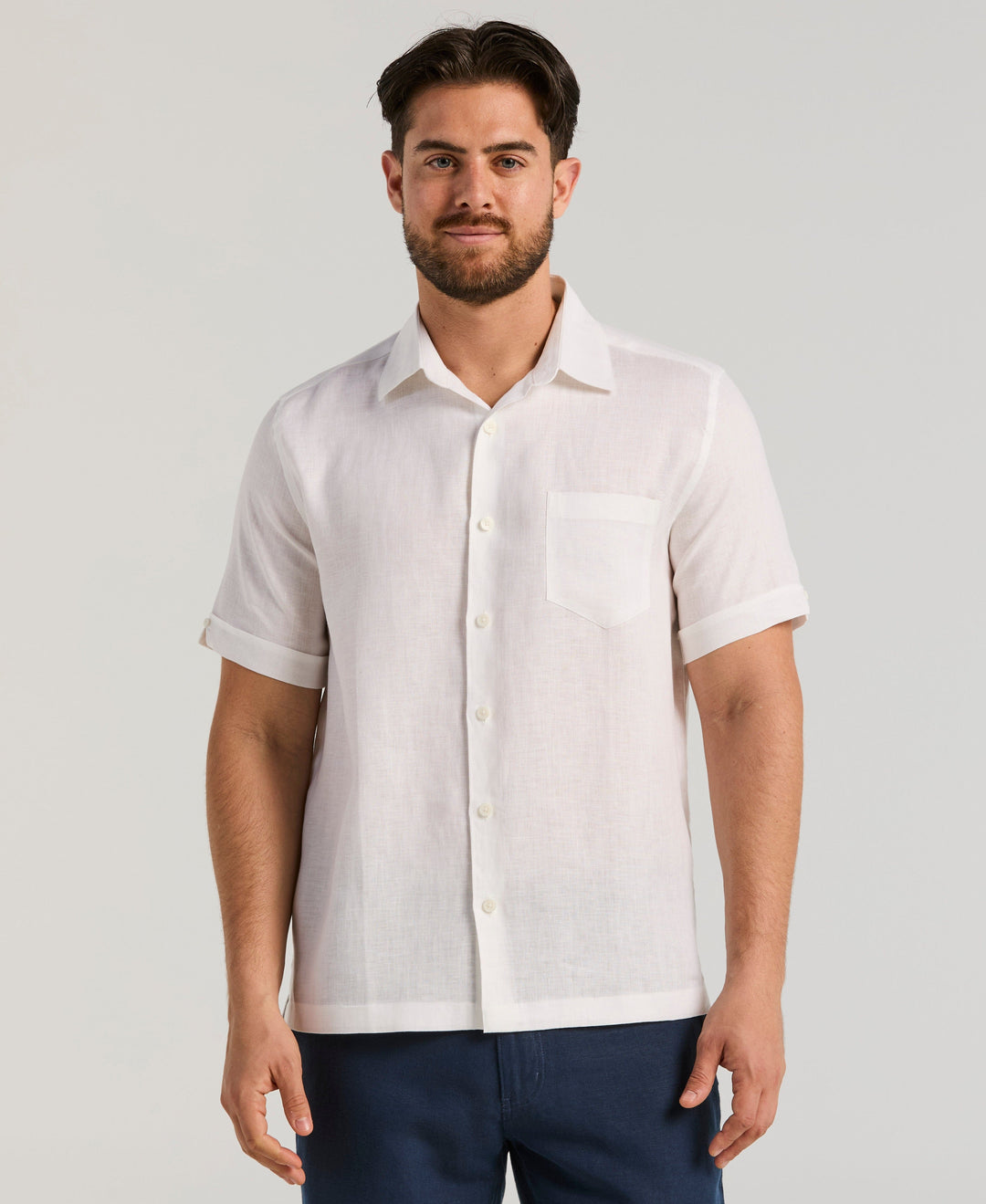 Cubavera Men's 100% Linen Short-Sleeve Shirt - Bright White Cubavera Men's 100% Linen Short-Sleeve Shirt - Bright White