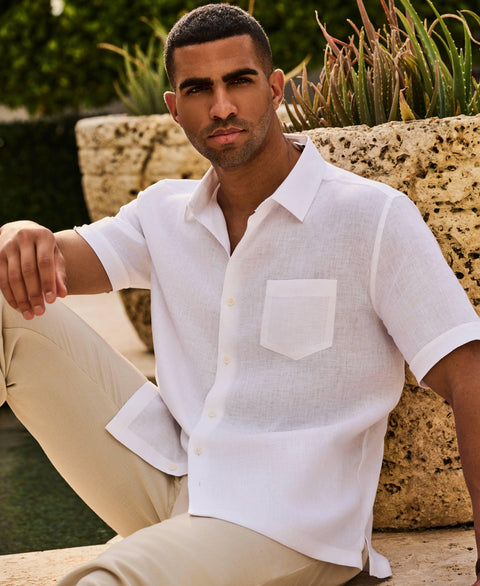 Classic Solid Linen Shirt-Casual Shirts-Cubavera