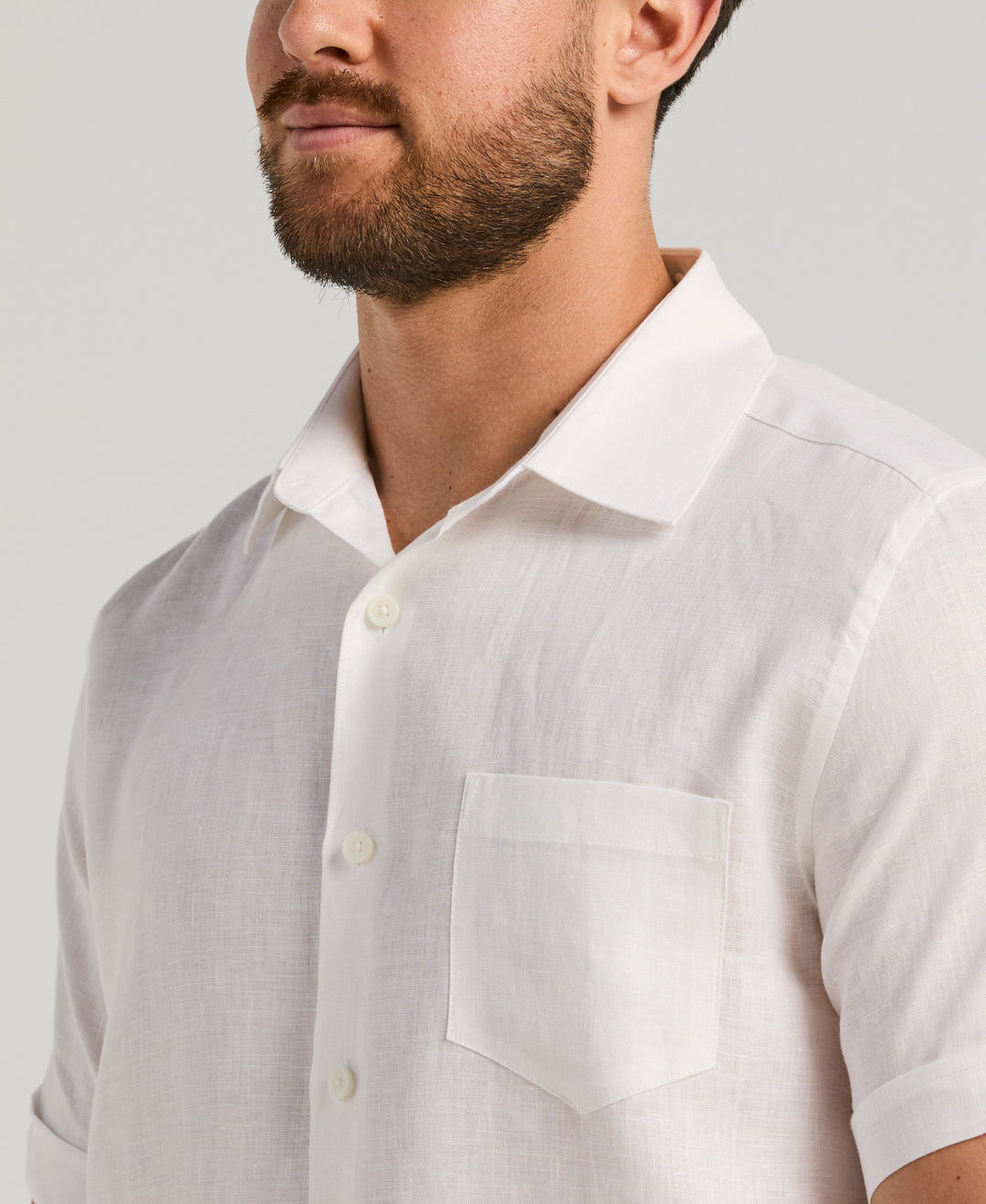 Linen 1 Pocket Shirt (Bright White) 