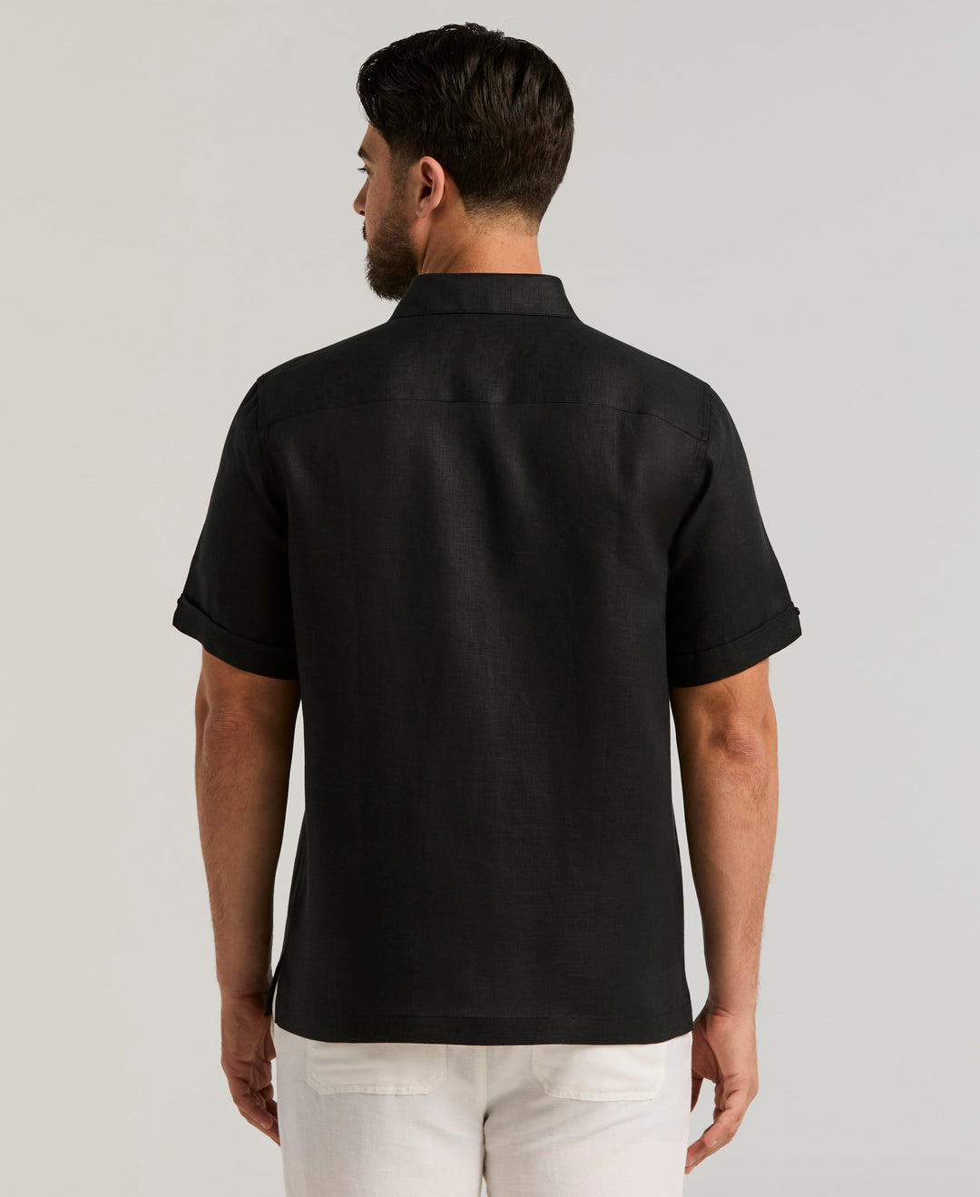 Linen 1 Pocket Shirt (Jet Black) 