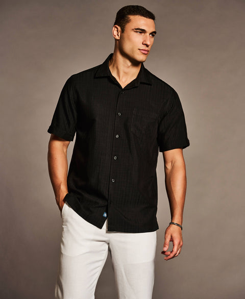 Textured One Pocket Shirt-Casual Shirts-Cubavera