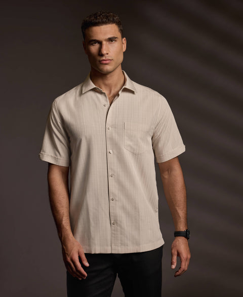 Textured One Pocket Shirt-Casual Shirts-Cubavera