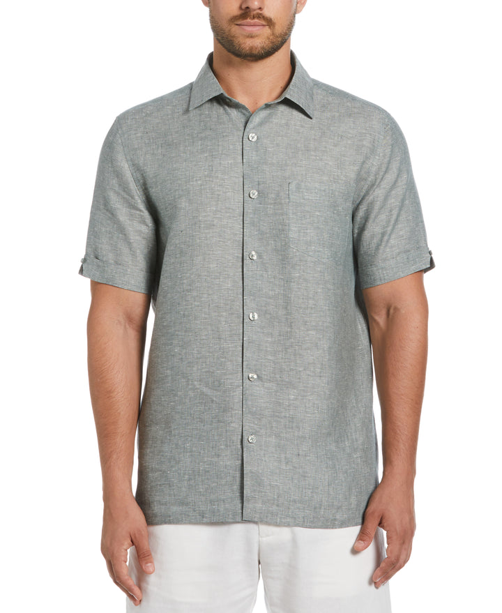 Linen Short Sleeve Shirt (Balsam Green) 