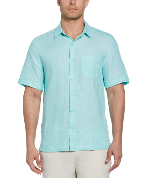 Classic Two-Tone Linen Shirt (Cascade) 