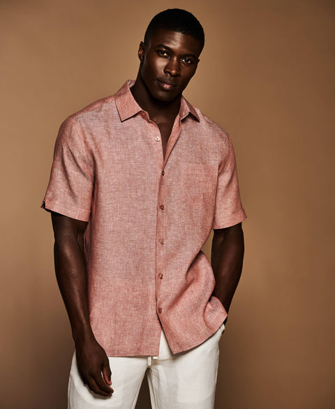 Classic Two-Tone Linen Shirt-Casual Shirts-Cubavera