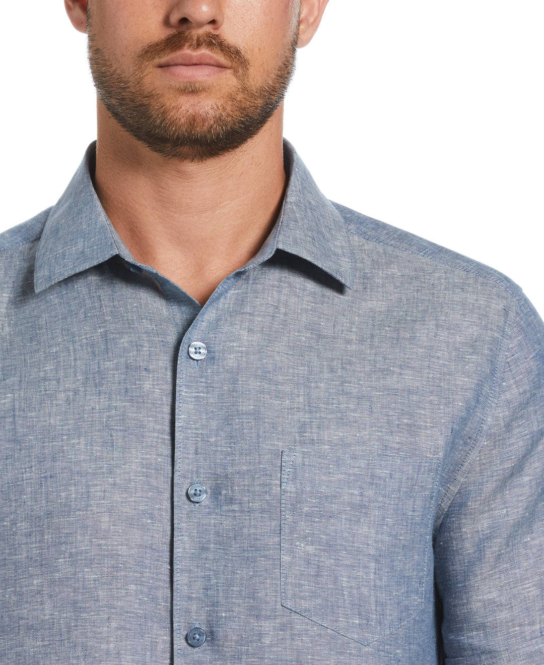 Linen Short Sleeve Shirt (Ensign Blue) 