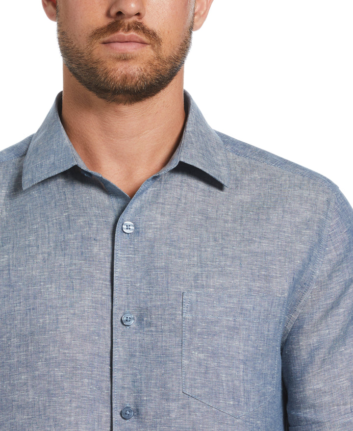 Linen Short Sleeve Shirt (Ensign Blue) 