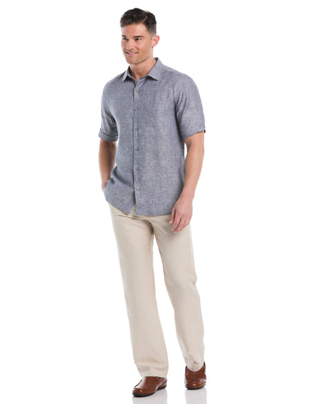 Linen Short Sleeve Shirt (Mood Indigo) 