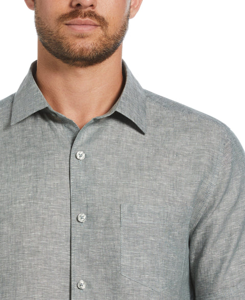 Linen Cross Dye Shirt (Balsam Green) 