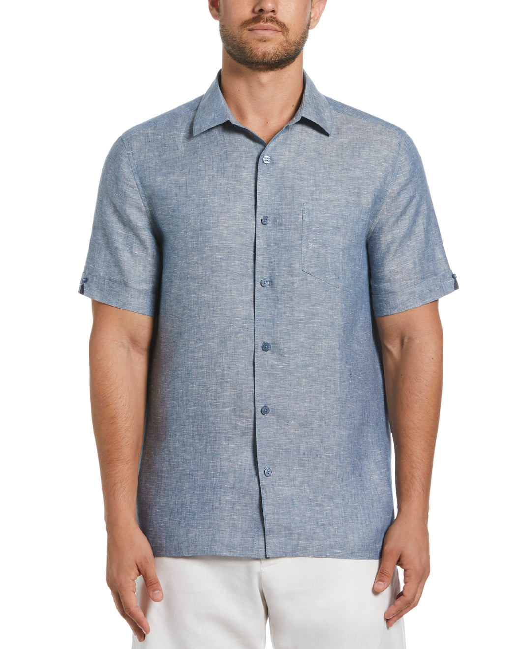 Linen Short Sleeve Shirt (Ensign Blue) 