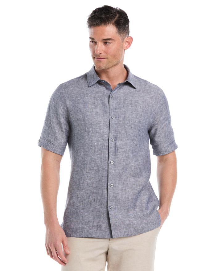 Linen Short Sleeve Shirt (Mood Indigo) 