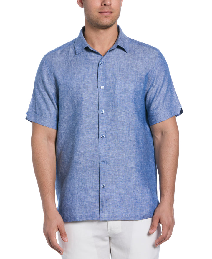 Linen Short Sleeve Shirt (True Blue) 