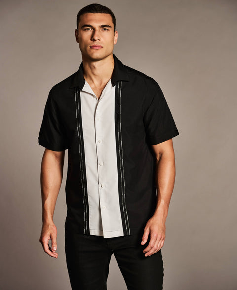 Color Block Embroidery Shirt-Casual Shirts-Cubavera