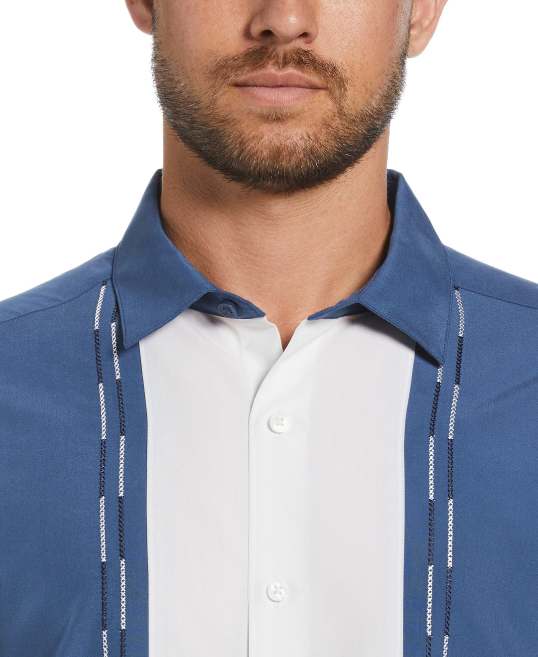 Color Block Embroidery Shirt (Ensign Blue) 