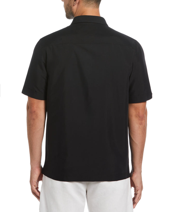 Color Block Embroidery Shirt (Jet Black) 