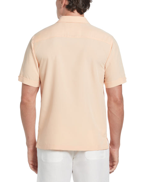 Color Block Embroidery Shirt (Peach Nougat) 