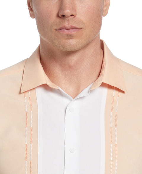 Color Block Embroidery Shirt (Peach Nougat) 