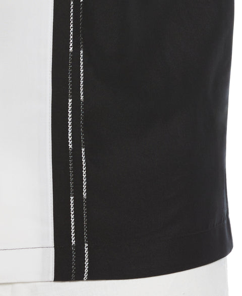 Color Block Embroidery Shirt (Jet Black) 