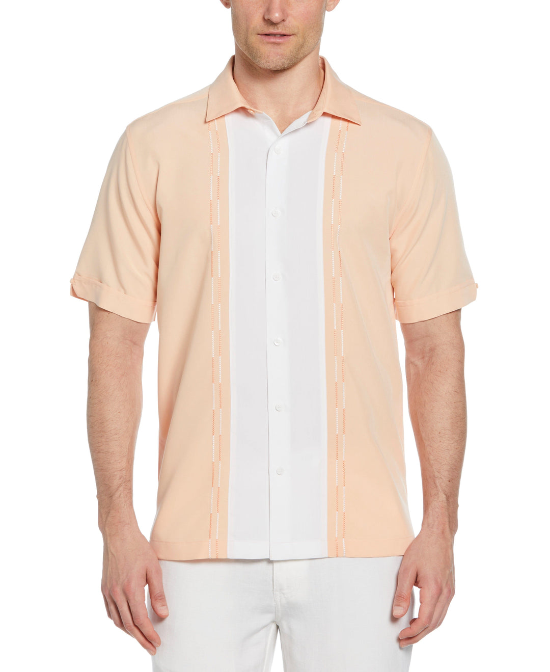Color Block Print Shirt (Peach Nougat) 